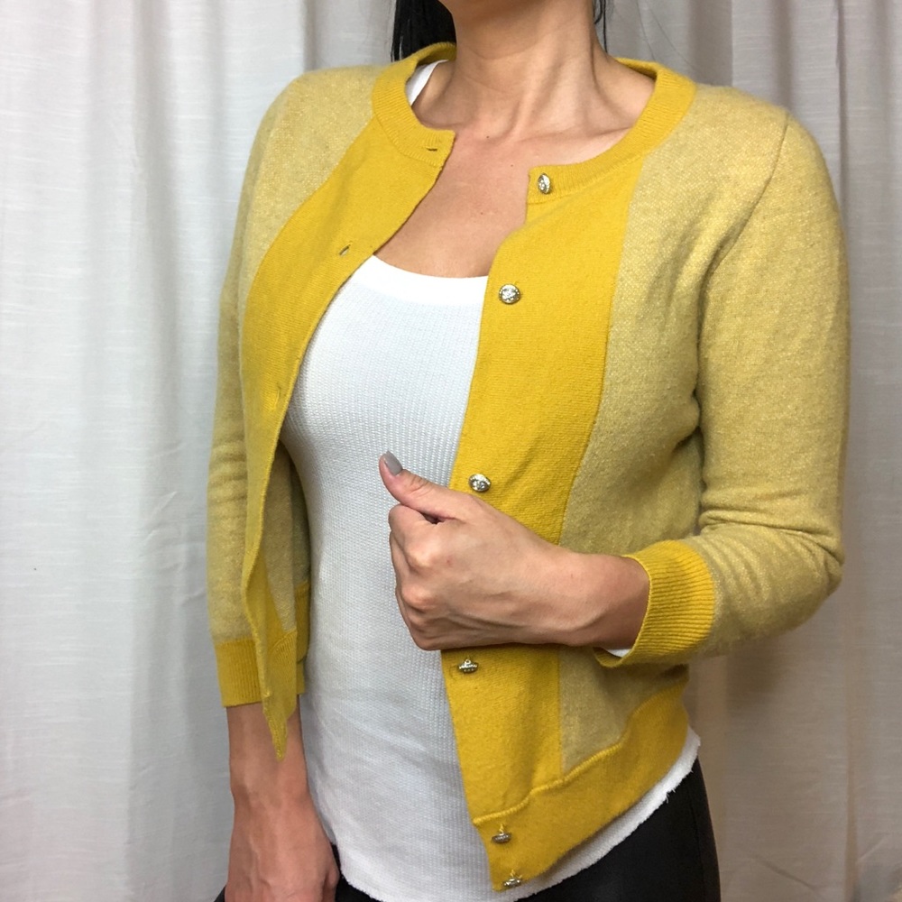 J. CREW • Mustard Yellow Wool/Cashmere Cardigan